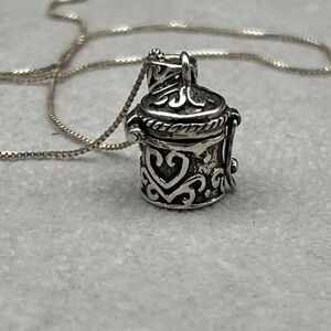Sterling silver heart keepsake prayer box, remembrance necklace signed